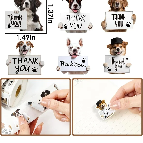 Cute Dogs Thank You Stickers Roll - Picture 6 of 7